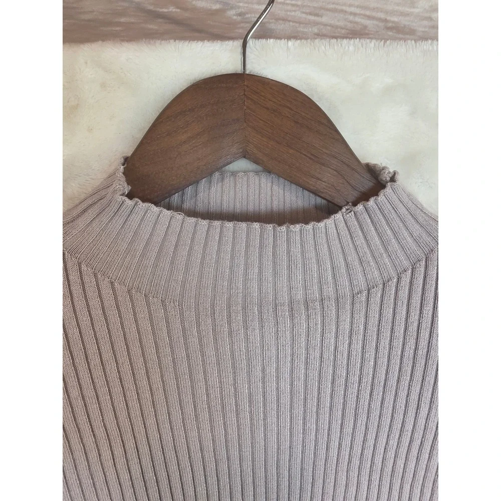 Hera Collection Mauve Ribbed Mock Neck Mesh Corset Top Long Sleeve Small - Picture 7 of 8